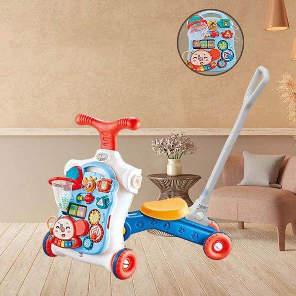 5 in 1 Baby Walker for Girls Boys, Assemble as Scooter/Motorbike/Activity Center/Detachable Panel, Sit to Stand Learning Educational Toys Gift for Infants 6 9 12 18 24 Months