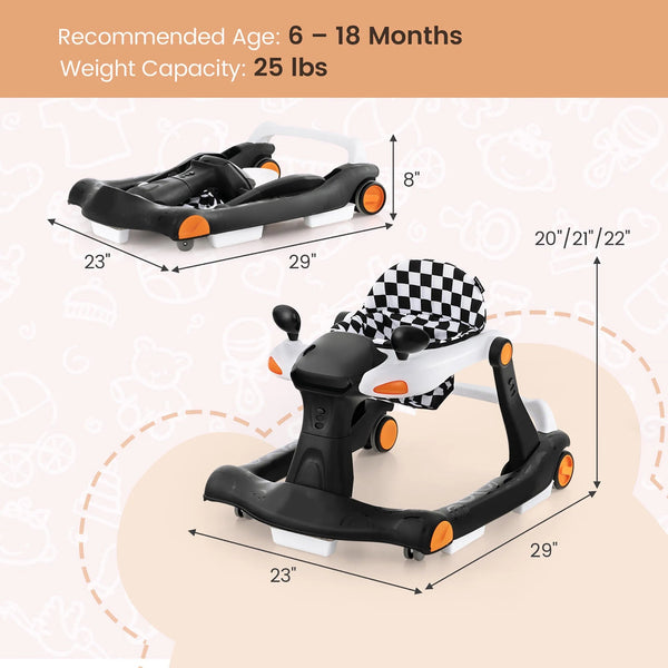 2 - In - 1 Baby Walker Foldable Activity Push Walker W/ Adjustable Height - Baby Sessions