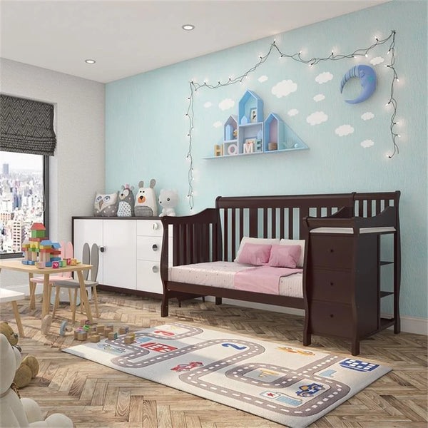 4-In-1 Crib and Changer Combo in Espresso