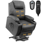 Power Lift Recliner Chair Massage Designed Leathaire Fabric Single Sofa Specifically for Nursing,Black