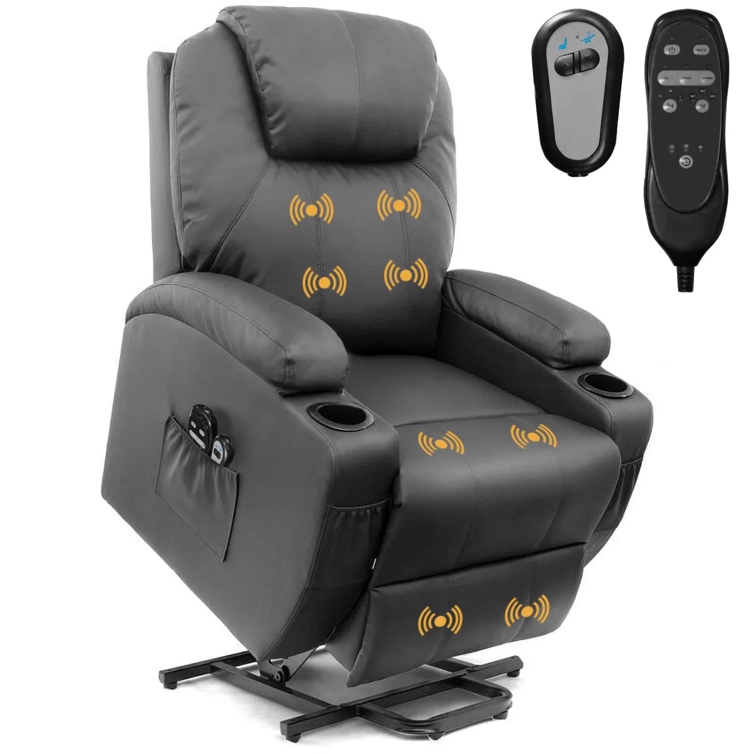 Power Lift Recliner Chair Massage Designed Leathaire Fabric Single Sofa Specifically for Nursing,Black