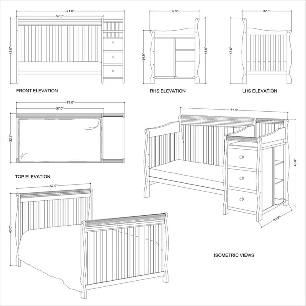 4 - In - 1 Crib and Changer Combo in Espresso - Baby Sessions