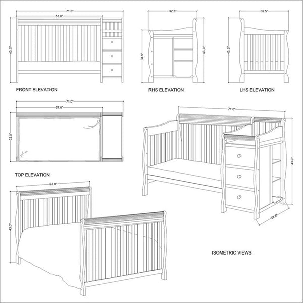 4 - In - 1 Crib and Changer Combo in Espresso - Baby Sessions