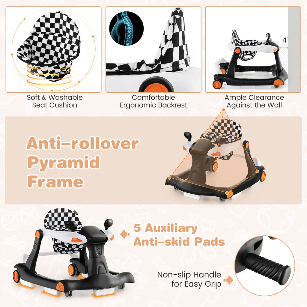 2-In-1 Baby Walker Foldable Activity Push Walker W/ Adjustable Height