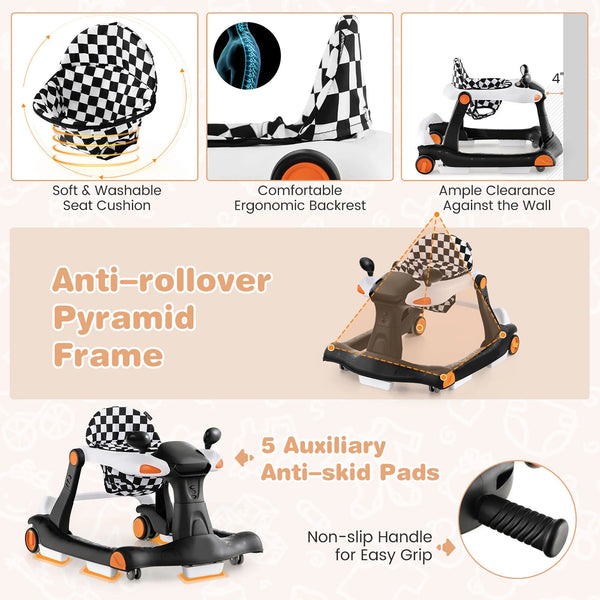 2-In-1 Baby Walker Foldable Activity Push Walker W/ Adjustable Height