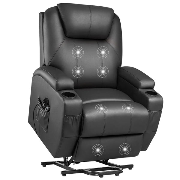Power Lift Recliner Chair Massage Designed Leathaire Fabric Single Sofa Specifically for Nursing,Black