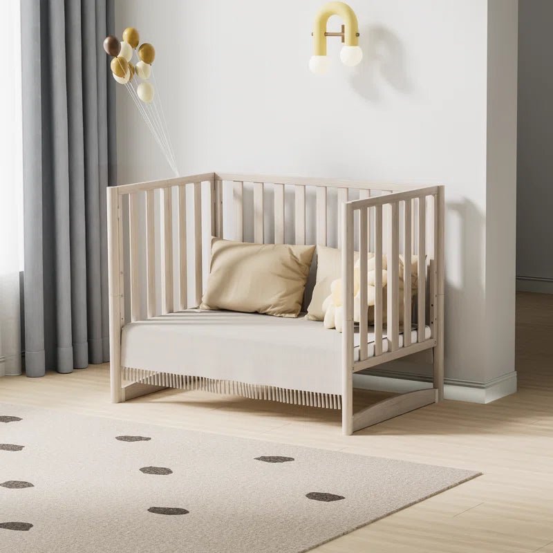 6 - In - 1 Portable Convertible Cradle to Mini Crib with Mattress and Removable Wheels - Baby Sessions