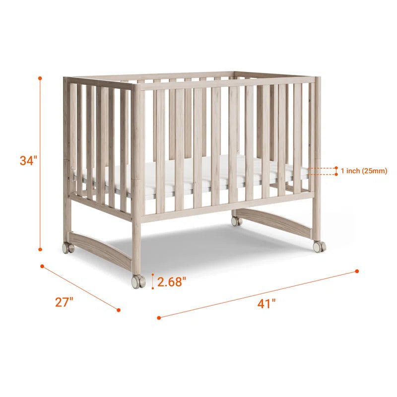 6 - In - 1 Portable Convertible Cradle to Mini Crib with Mattress and Removable Wheels - Baby Sessions