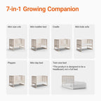 6 - In - 1 Portable Convertible Cradle to Mini Crib with Mattress and Removable Wheels - Baby Sessions