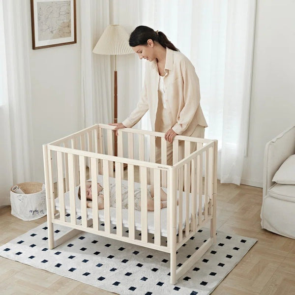 6 - In - 1 Portable Convertible Cradle to Mini Crib with Mattress and Removable Wheels - Baby Sessions