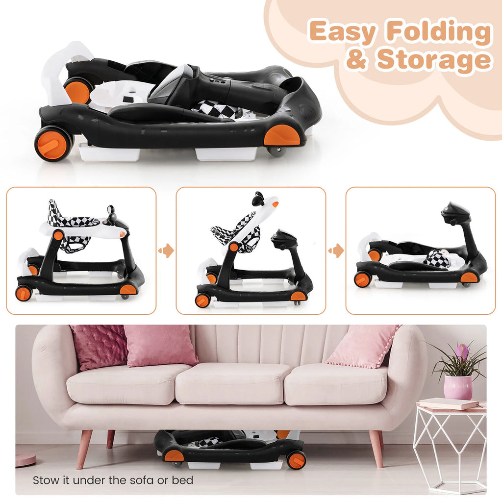 2-In-1 Baby Walker Foldable Activity Push Walker W/ Adjustable Height