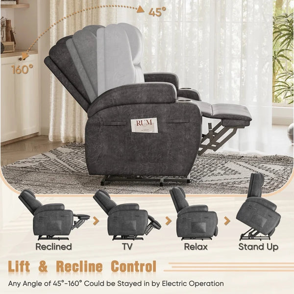 Power Lift Recliner Chair Massage Designed Leathaire Fabric Single Sofa Specifically for Nursing,Black