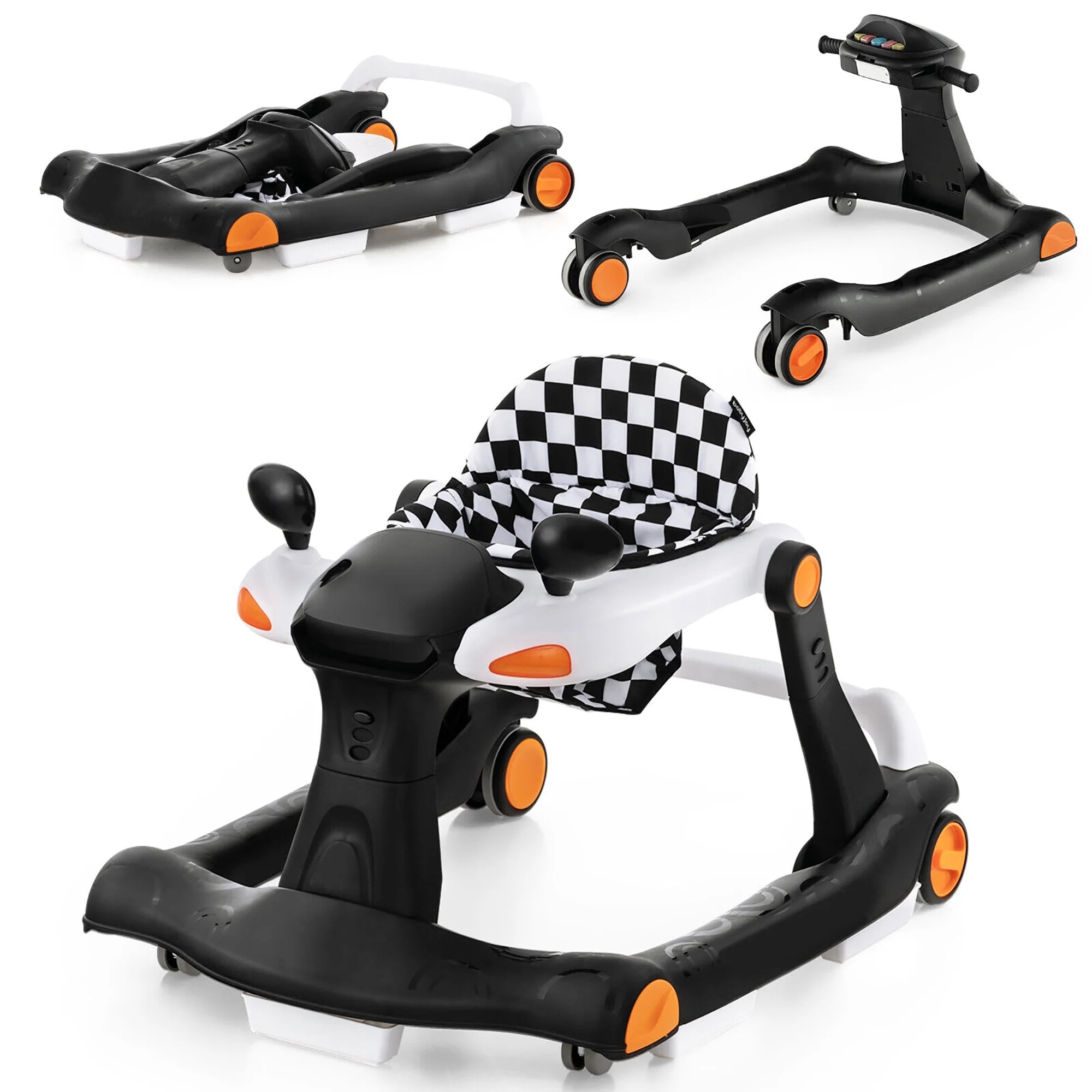 2-In-1 Baby Walker Foldable Activity Push Walker W/ Adjustable Height