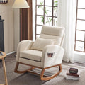 Beige Linen Nursery Rocking Chair