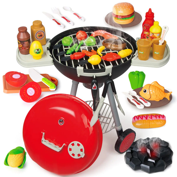 79-Piece BBQ Grill Playset with Realistic Sounds & Smoke