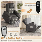 Power Lift Recliner Chair Massage Designed Leathaire Fabric Single Sofa Specifically for Nursing,Black