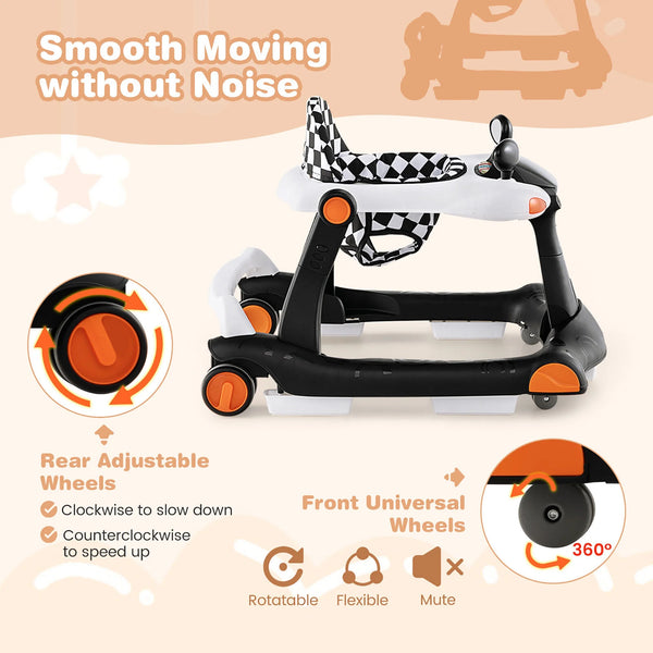 2-In-1 Baby Walker Foldable Activity Push Walker W/ Adjustable Height