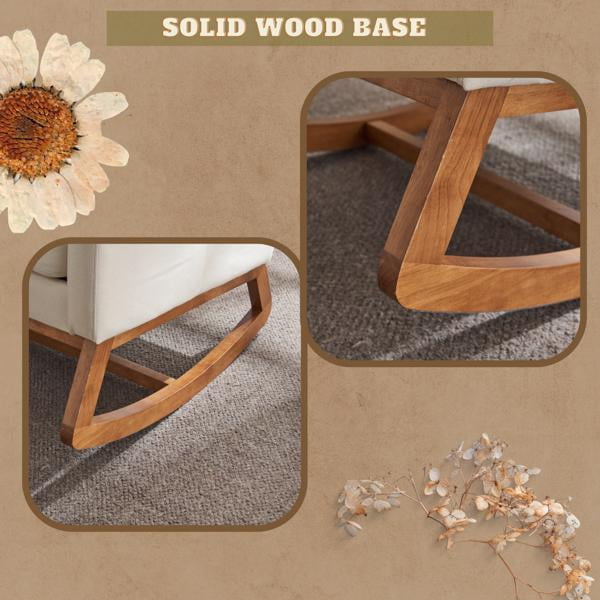 Beige Linen Nursery Rocking Chair