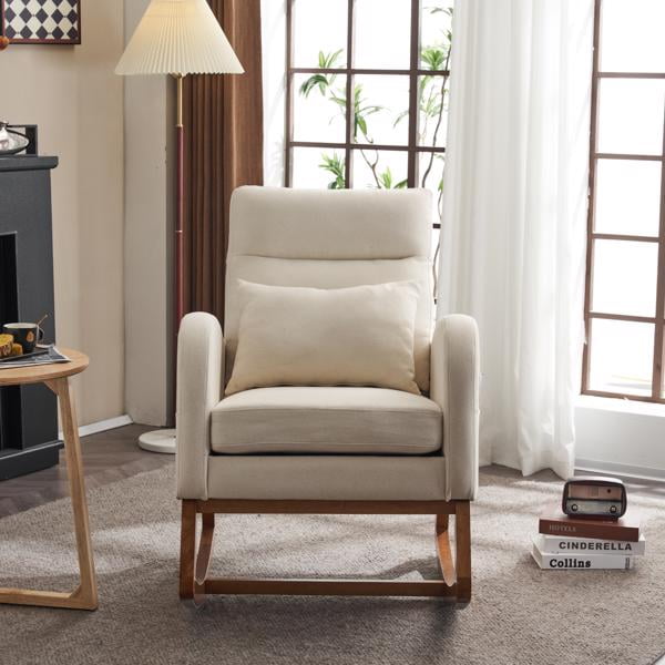 Beige Linen Nursery Rocking Chair - Baby Sessions
