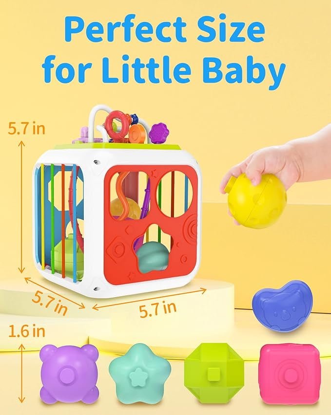 Byseng 7 - In - 1 Baby Activity Cube, Shape Sorter, Xylophone Toy for 6 - 12 Months - Baby Sessions