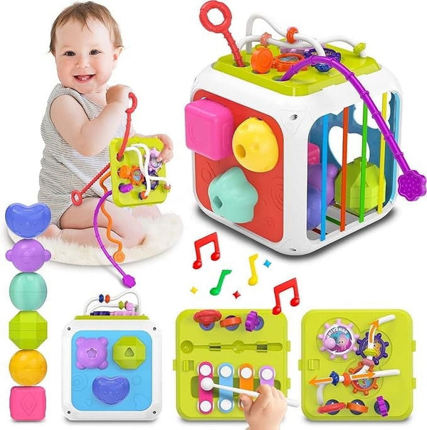 Byseng 7 - In - 1 Baby Activity Cube, Shape Sorter, Xylophone Toy for 6 - 12 Months - Baby Sessions