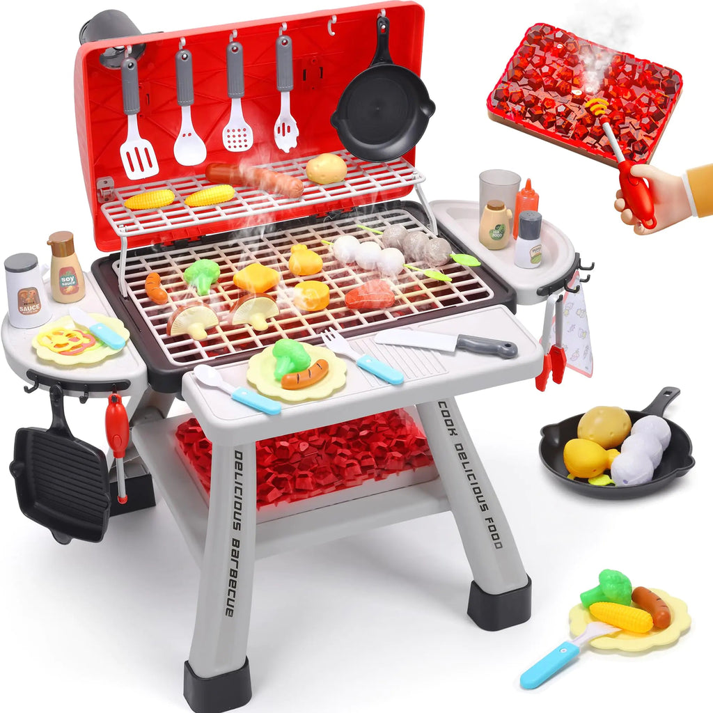 CUTE STONE Kids BBQ Grill Playset With Realistic Smoke - Baby Sessions