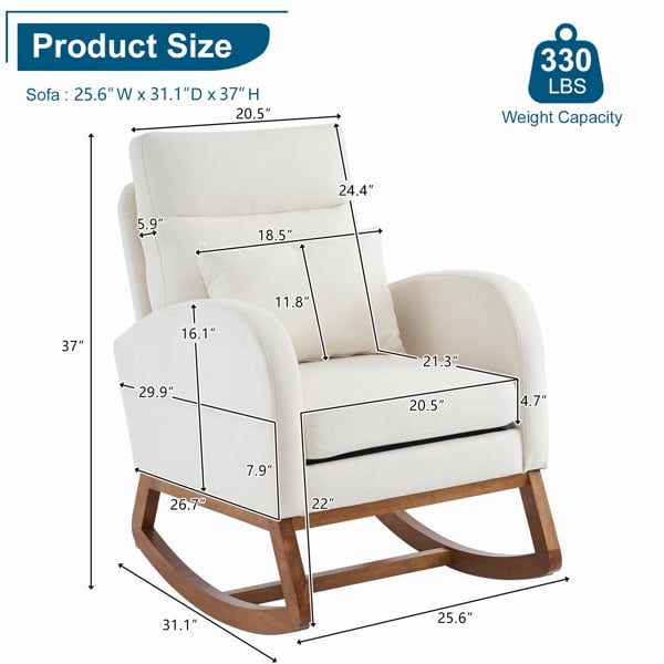 Beige Linen Nursery Rocking Chair