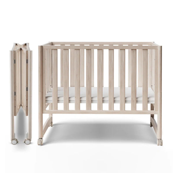 6-In-1 Portable Convertible Cradle to Mini Crib with Mattress and Removable Wheels