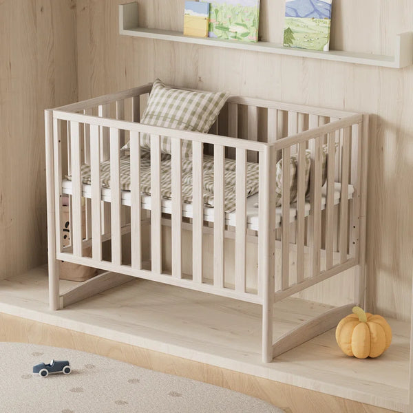 6-In-1 Portable Convertible Cradle to Mini Crib with Mattress and Removable Wheels