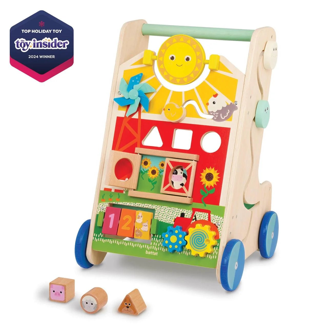Farm Footsteps Wooden Activity Walker 19.61 in with 3 Shapes, Baby and Toddler Toys - Baby Sessions