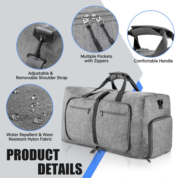 Gray 40L Duffle for Family Adventures - Baby Sessions