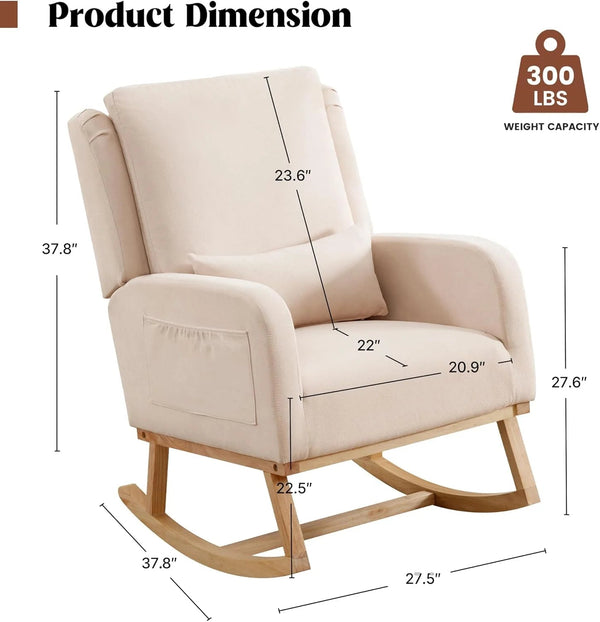 HCHAIRH Upholstered Nursery Rocking Chair - Baby Sessions