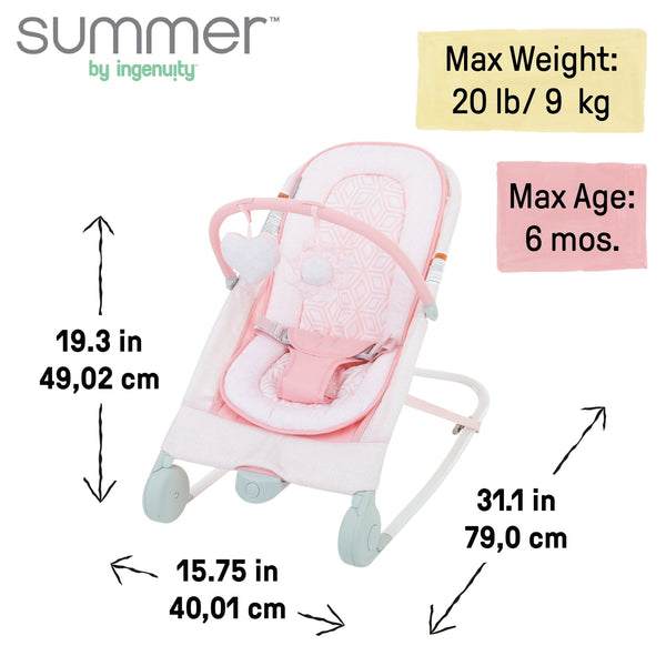 Ingenuity Portable Baby Bouncer (Pink) - Baby Sessions