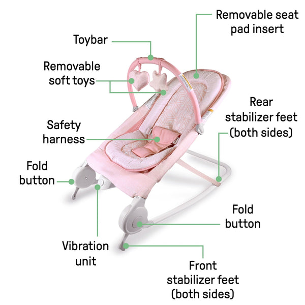 Ingenuity Portable Baby Bouncer (Pink) - Baby Sessions