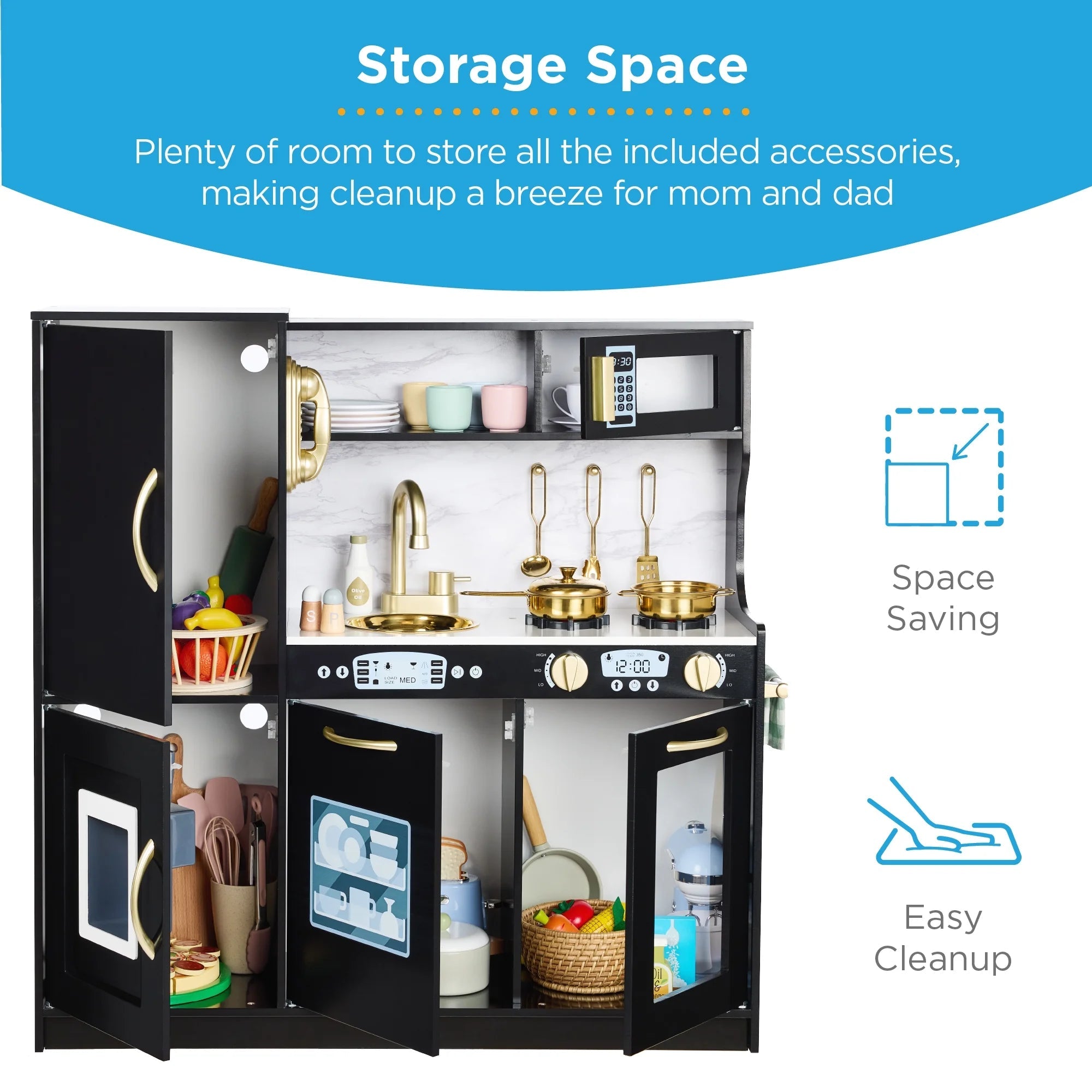 Kids' Deluxe Pretend Play Kitchen - Black - Baby Sessions