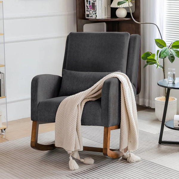 Modern Glider Rocker with Pillow & Side Pocket - Baby Sessions