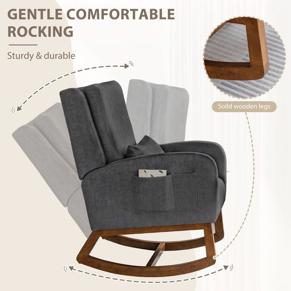 Modern Glider Rocker with Pillow & Side Pocket - Baby Sessions