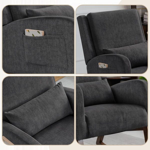 Modern Glider Rocker with Pillow & Side Pocket - Baby Sessions