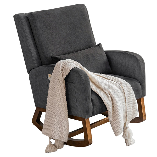 Modern Glider Rocker with Pillow & Side Pocket - Baby Sessions
