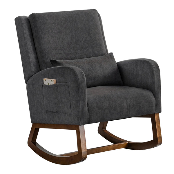 Modern Glider Rocker with Pillow & Side Pocket - Baby Sessions