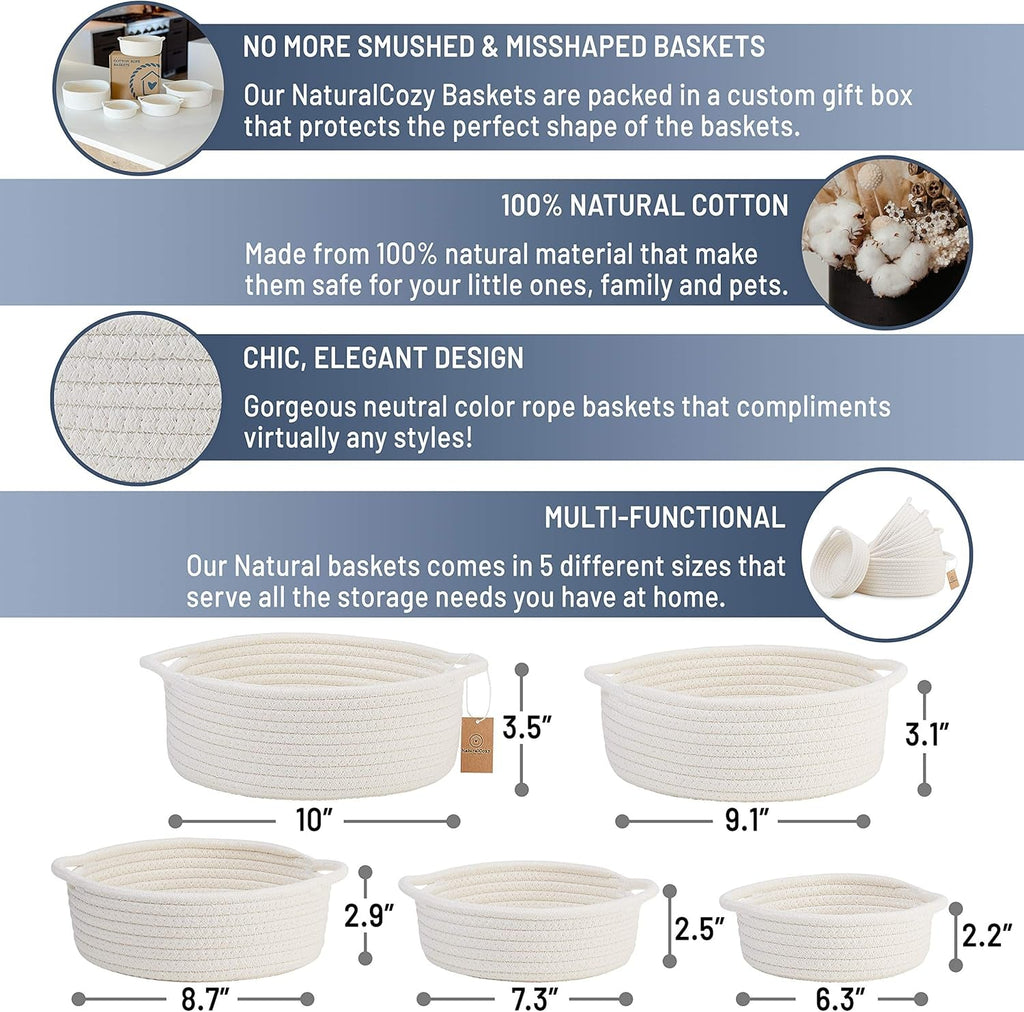 NaturalCozy 5 - Pc Woven Basket Set - Baby Sessions