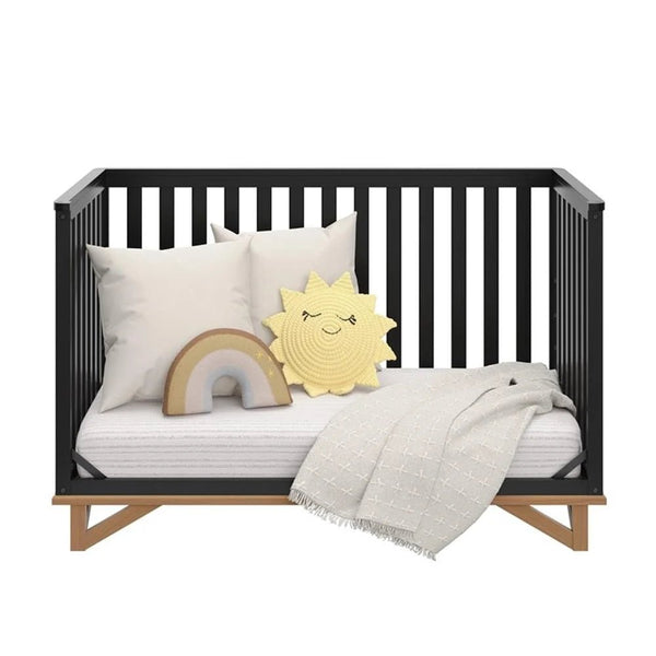 Santa Monica 5 - In - 1 Convertible Crib Black/Vintagedriftwood Black Finish - Baby Sessions