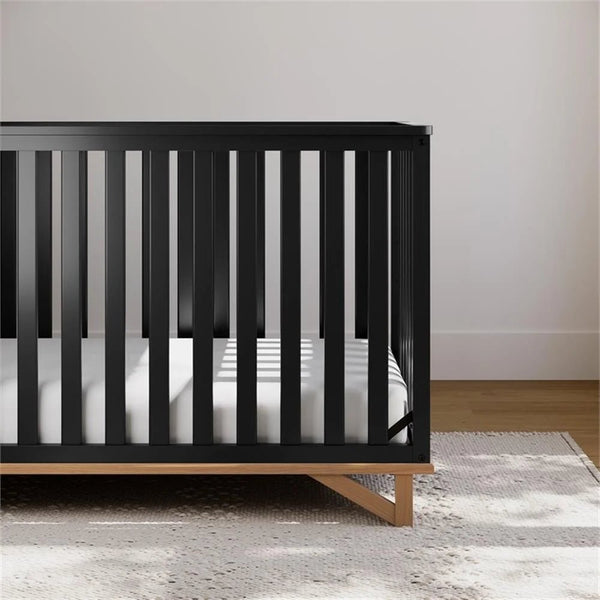 Santa Monica 5 - In - 1 Convertible Crib Black/Vintagedriftwood Black Finish - Baby Sessions
