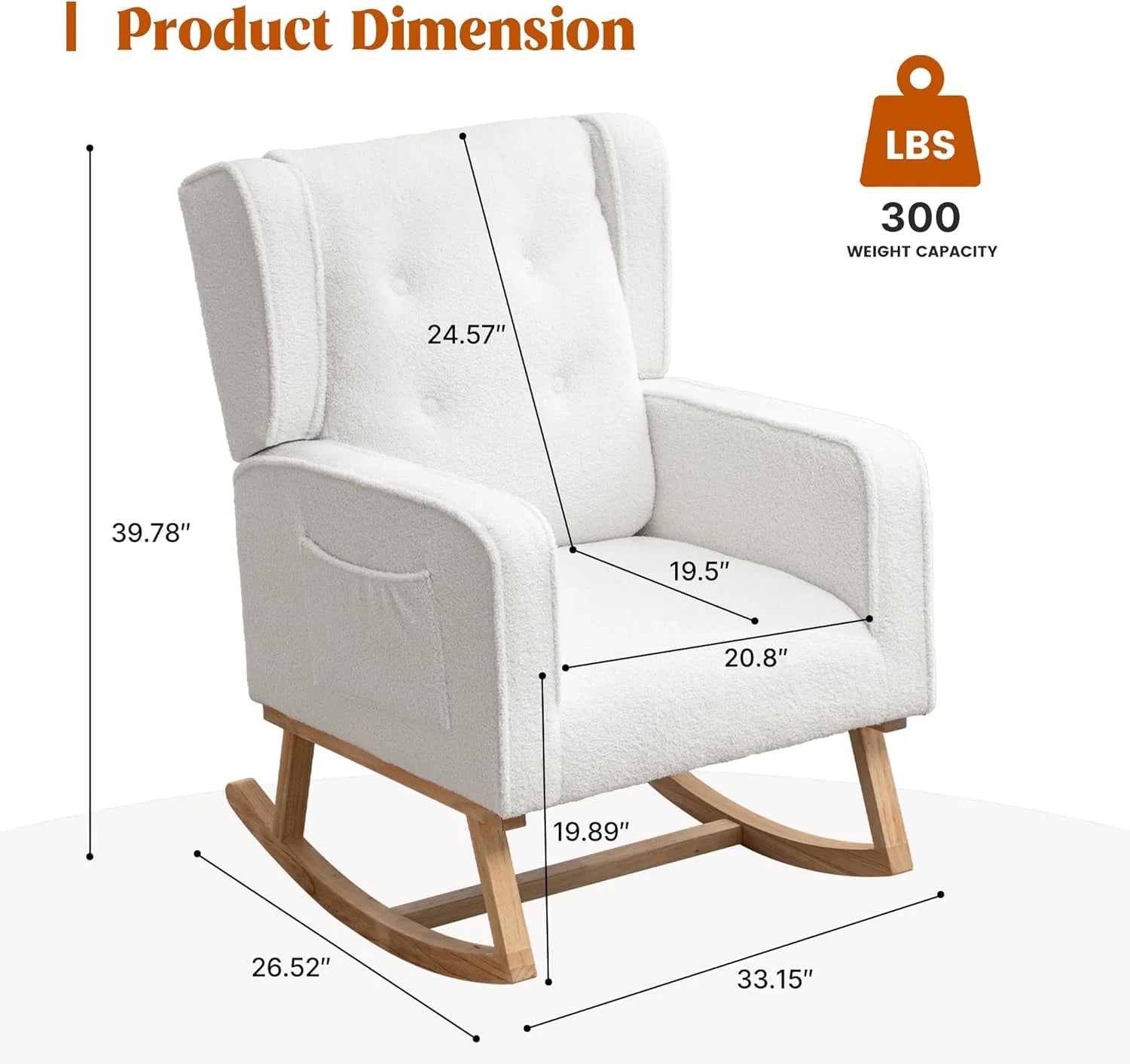 Teddy White Wingback Rocking Chair - Baby Sessions