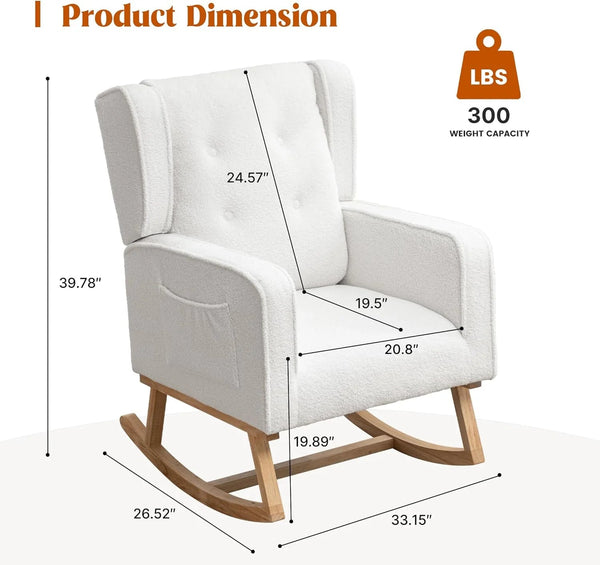 Teddy White Wingback Rocking Chair - Baby Sessions