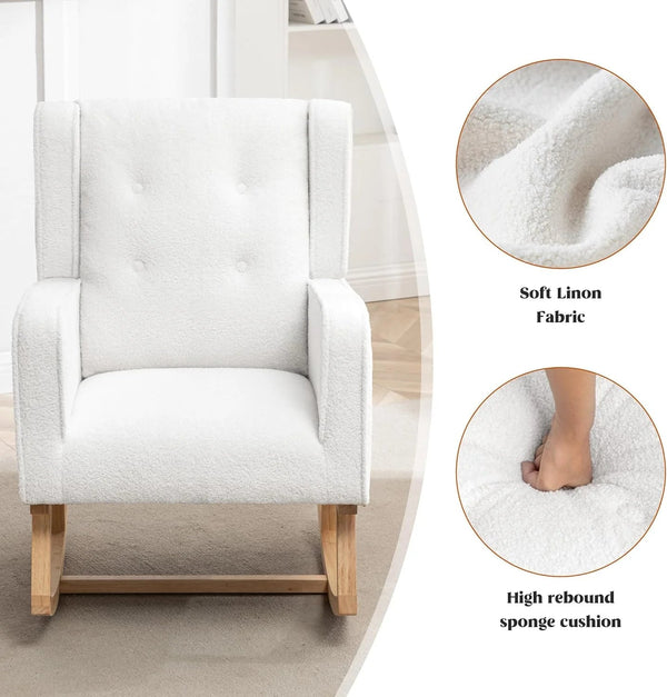 Teddy White Wingback Rocking Chair - Baby Sessions