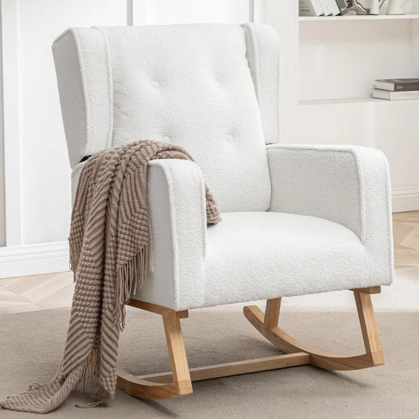 Teddy White Wingback Rocking Chair - Baby Sessions