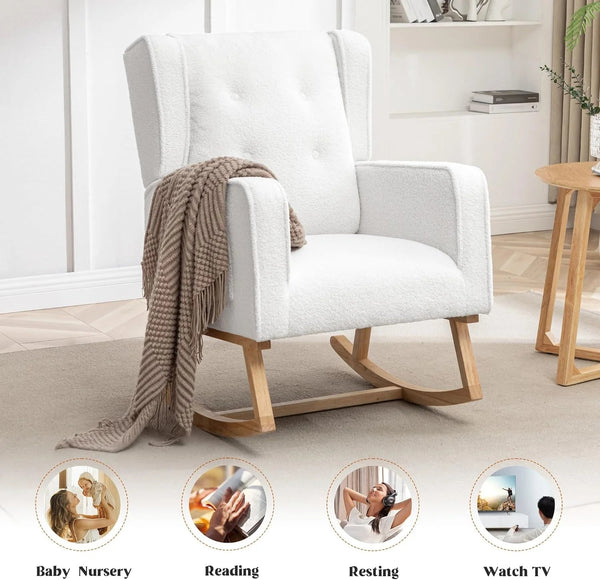Teddy White Wingback Rocking Chair - Baby Sessions