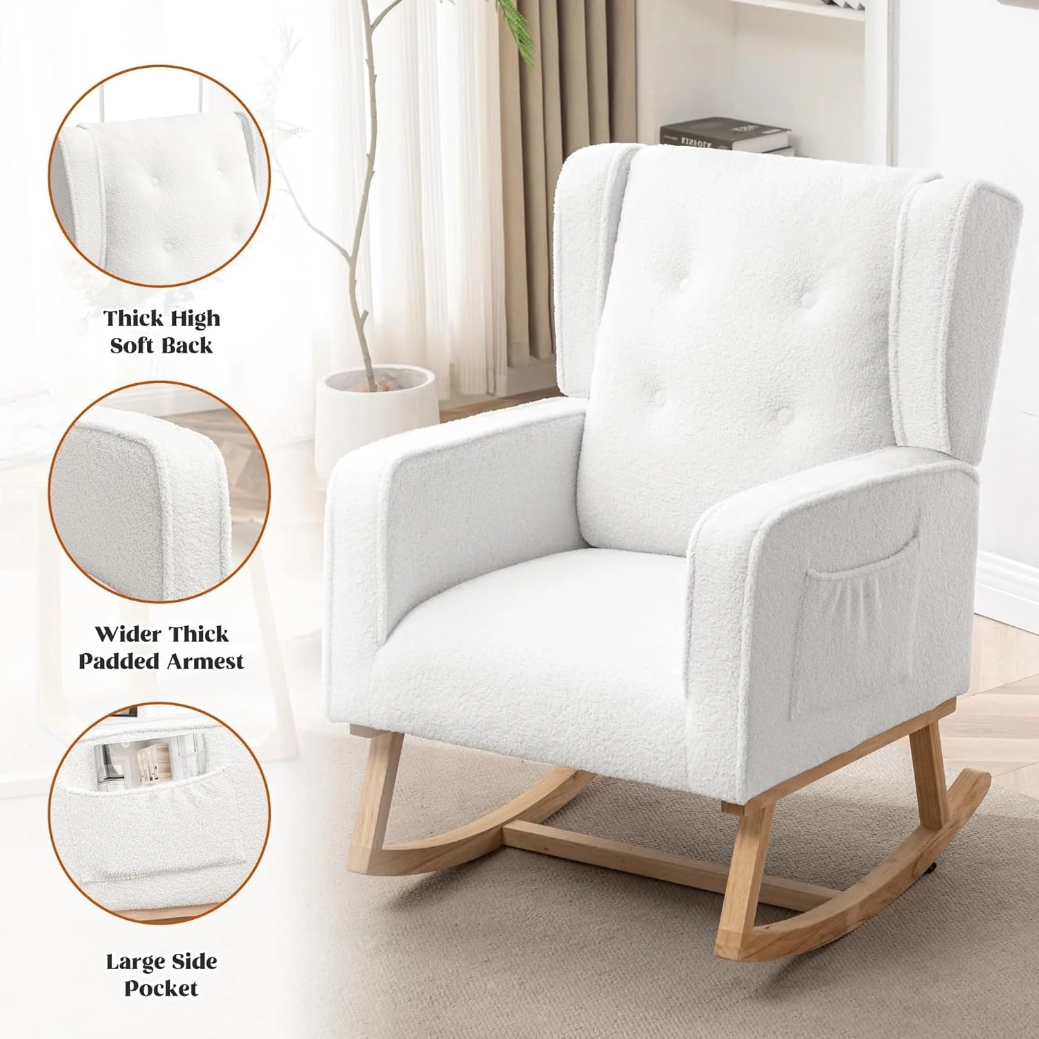 Teddy White Wingback Rocking Chair - Baby Sessions