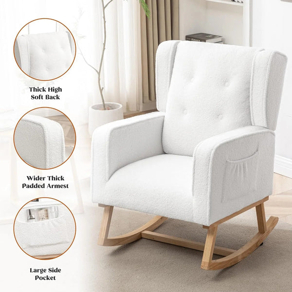 Teddy White Wingback Rocking Chair - Baby Sessions